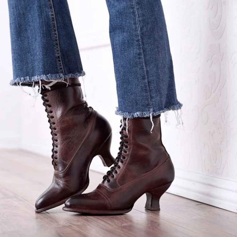 Brown lace up boots